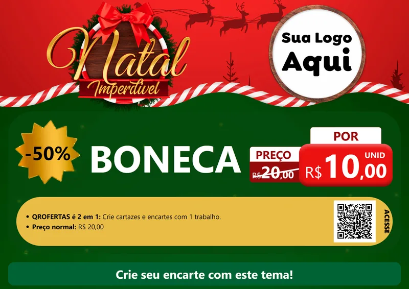 Modelo de Cartaz para Cartaz A4 Horizontal com o tema Natal Imperdível para Brinquedos