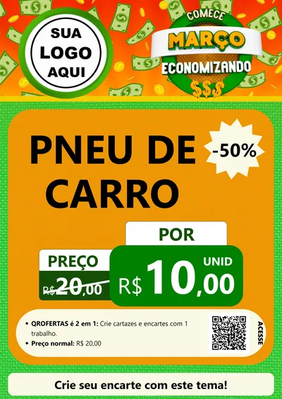 Modelo de Cartaz para Cartaz A4 Vertical com o tema Comece Março Economizando para Auto peças
