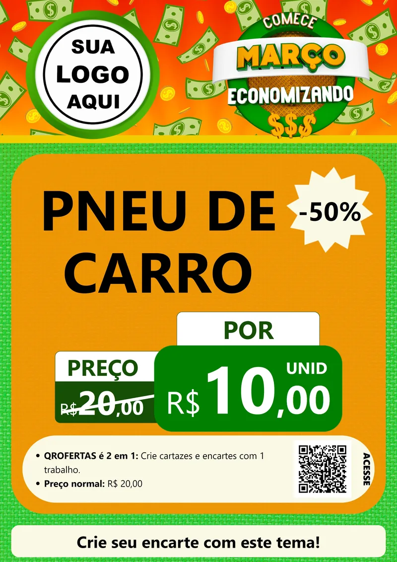 Modelo de Cartaz para Cartaz A4 Vertical com o tema Comece Março Economizando para Auto peças