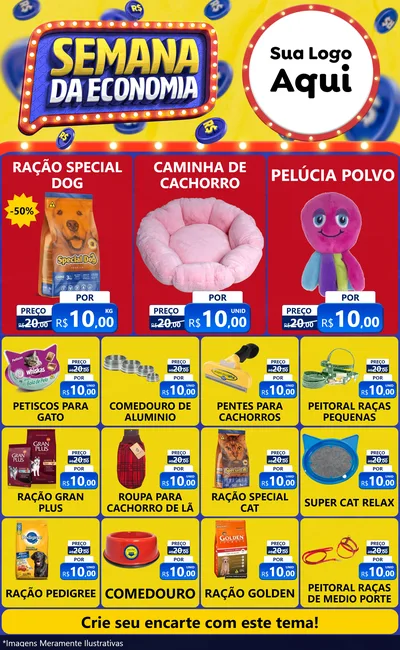 Modelo de Encarte para Encarte Grande com o tema Semana da Economia para Pet Shop