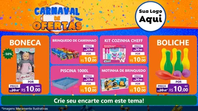 Modelo de TV para TV Horizontal com o tema Carnaval de Ofertas para Brinquedos
