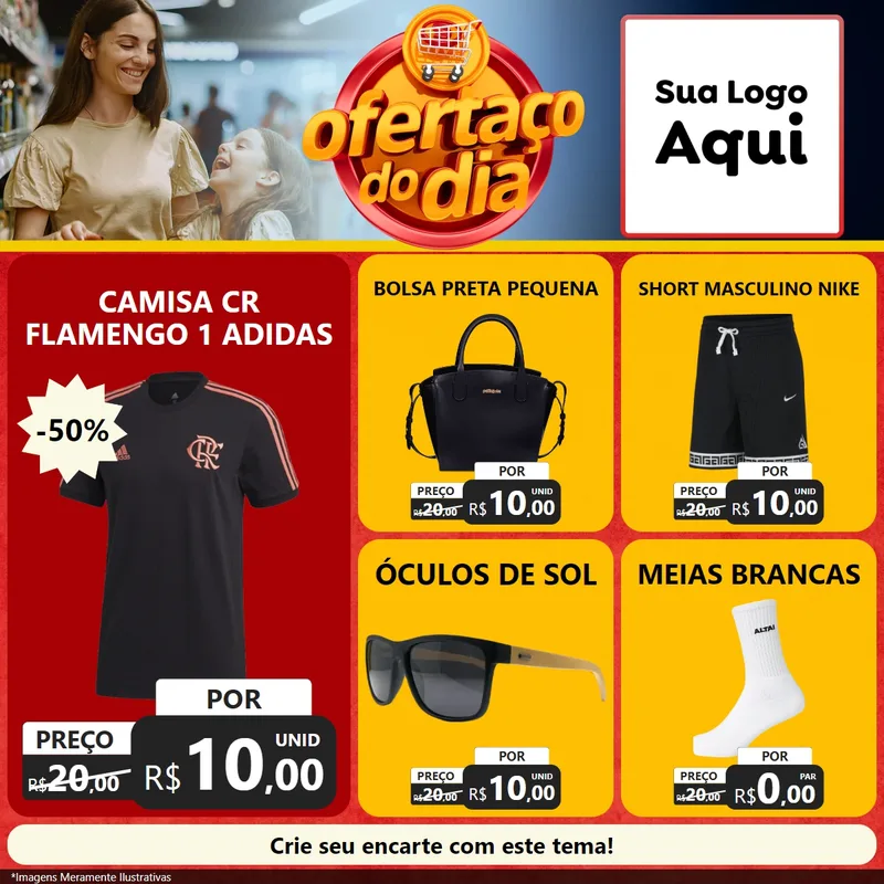 Modelo de Rede Social para Feed Facebook com o tema Ofertaço Do Dia para Roupas e acessórios