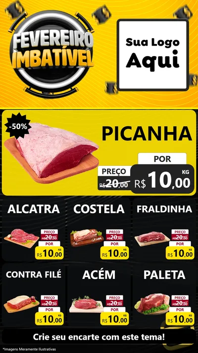 Modelo de Rede Social para Stories com o tema Fevereiro Imbatível para Açougue