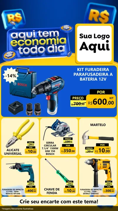 Modelo de Rede Social para Stories com o tema Aqui Tem Economia Todo Dia para Maquinas e Ferramentas