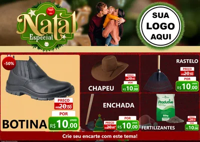 Modelo de Encarte para Encarte A4 Horizontal com o tema Natal Especial para Agropecuária