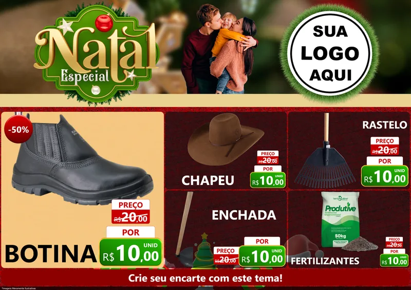 Modelo de Encarte para Encarte A4 Horizontal com o tema Natal Especial para Agropecuária