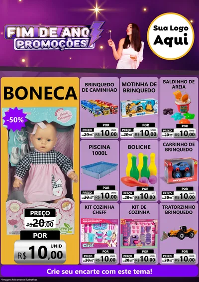 Modelo de Encarte para Encarte A4 Vertical com o tema Fim de Ano Promoções para Brinquedos