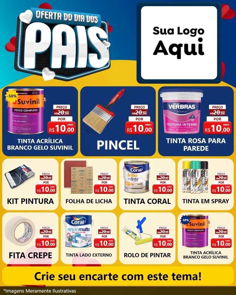 Modelo de Rede Social para Feed Instagram com o tema Oferta Do Dia Dos Pais para Tintas e Ferramentas