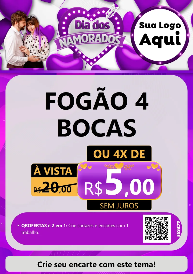 Modelo de Cartaz para Cartaz A4 Vertical com o tema Dia dos Namorados para Móveis e Eletro