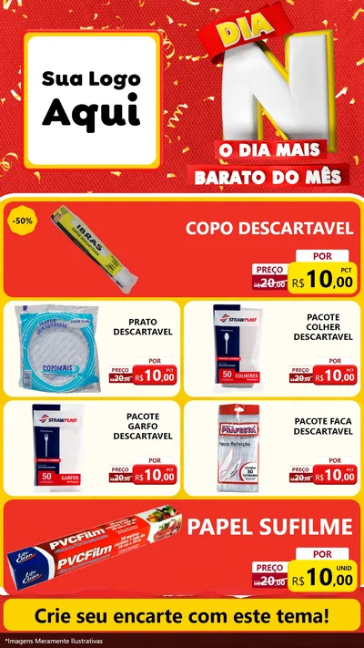 Modelo de TV para TV Vertical com o tema Dia N o Dia Mais Barato do Mês para Embalagens