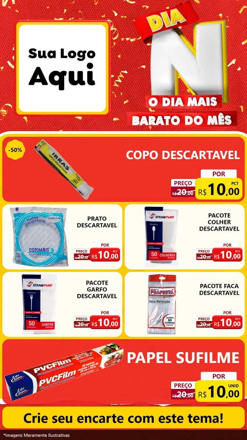 Modelo de TV para TV Vertical com o tema Dia N o Dia Mais Barato do Mês para Embalagens