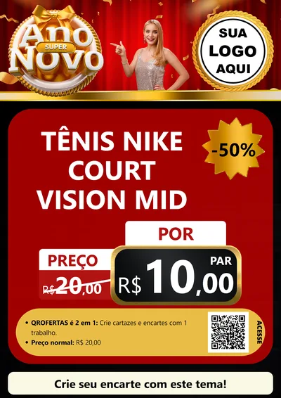 Modelo de Cartaz para Cartaz A4 Vertical com o tema Super Ano Novo para Calçados