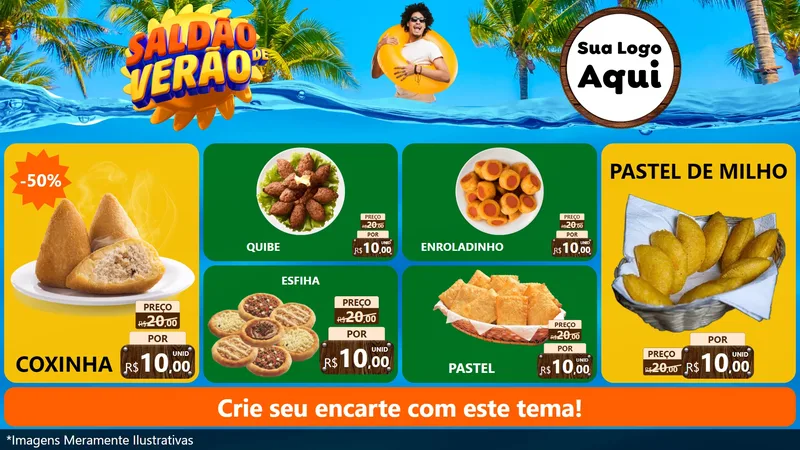 Modelo de TV para TV Horizontal com o tema Saldão de Verão para Salgadaria