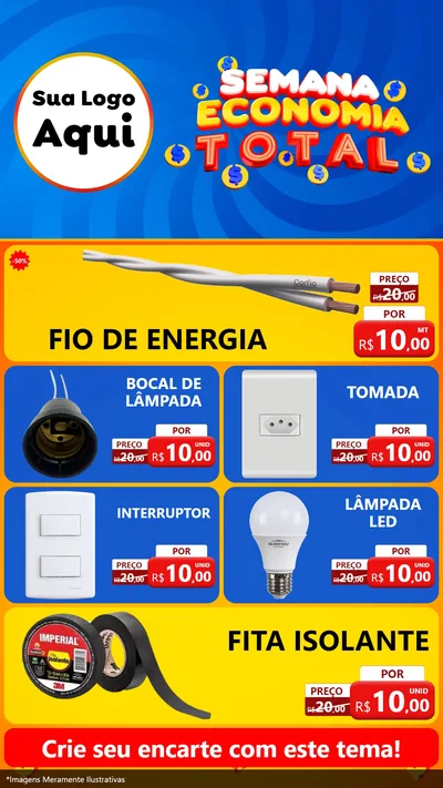 Modelo de TV para TV Vertical com o tema Semana Economia Total para Materiais Elétricos