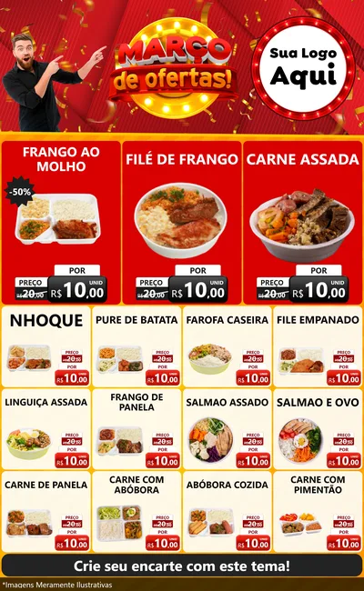 Modelo de Encarte para Encarte Grande com o tema Março de Ofertas! para Restaurante