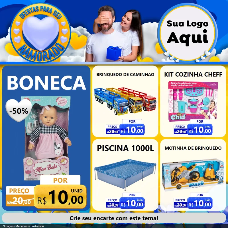 Modelo de Rede Social para Feed Facebook com o tema Ofertas Para Seu Namorado para Brinquedos