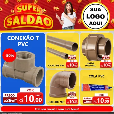 Modelo de Rede Social para Feed Facebook com o tema Super Saldão para Tubos e conexões