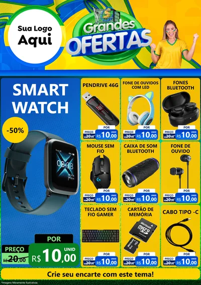 Modelo de Encarte para Encarte A4 Vertical com o tema Grandes Ofertas para Informática