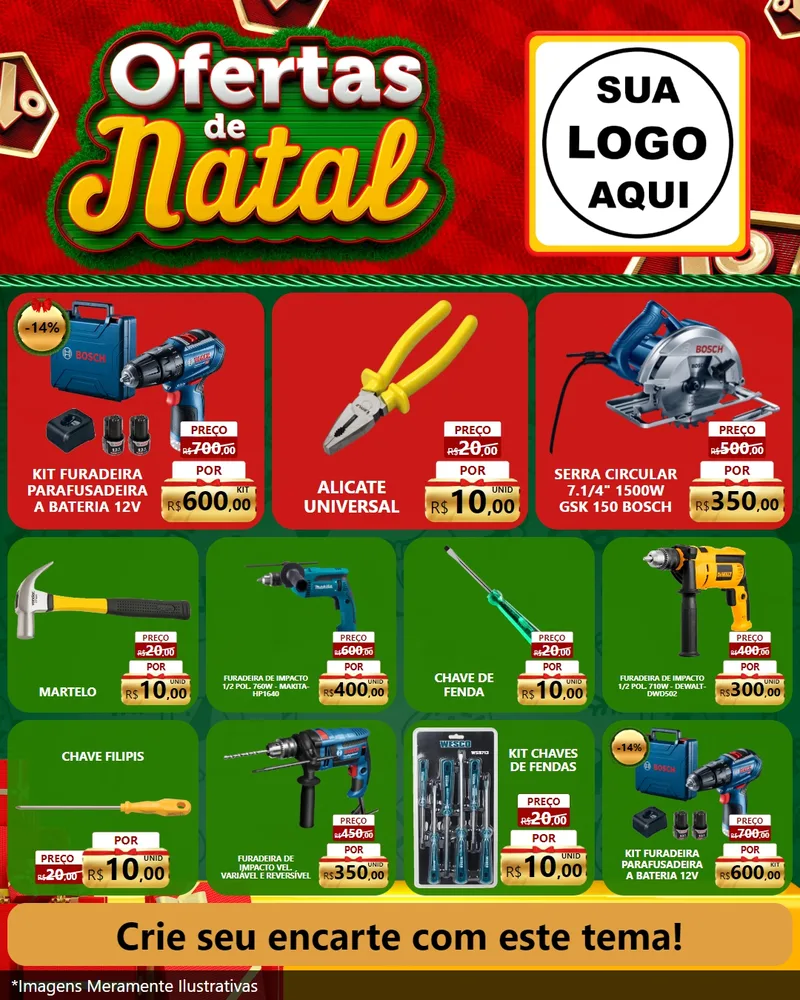 Modelo de Rede Social para Feed Instagram com o tema Ofertas de Natal para Maquinas e Ferramentas