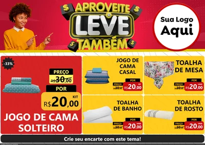 Modelo de Encarte para Encarte A4 Horizontal com o tema Aproveite e Leve Também para Cama, Mesa e Banho