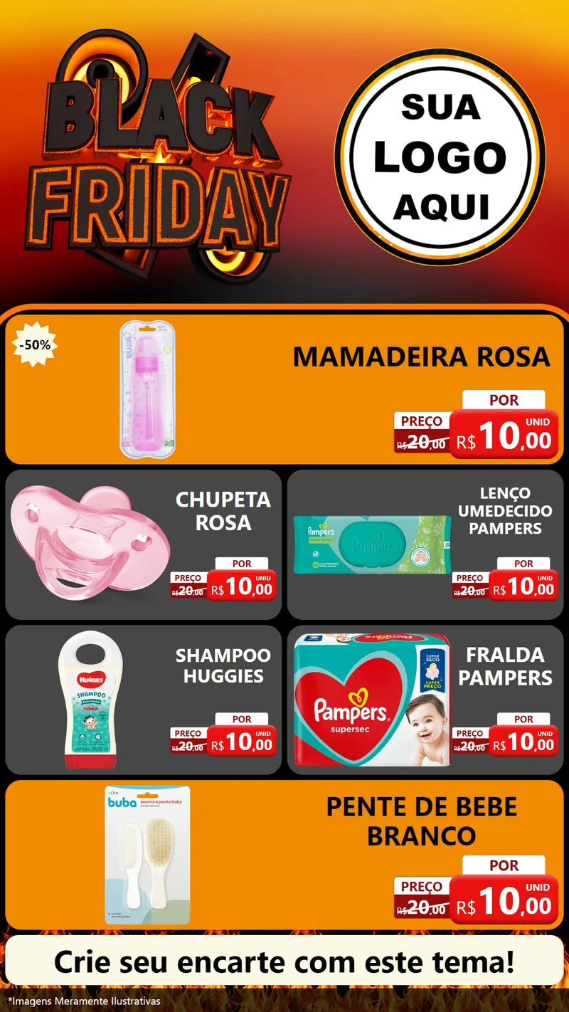 Modelo de TV para TV Vertical com o tema Black Friday para Bebês