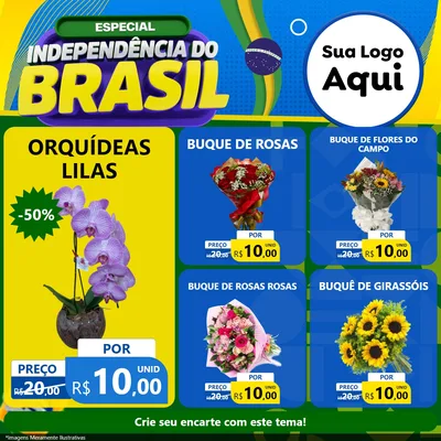 Modelo de Rede Social para Feed Facebook com o tema Especial Independência do Brasil para Floricultura e jardim