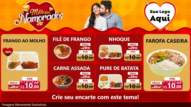 Modelo de TV para TV Horizontal com o tema Mês dos Namorados para Restaurante