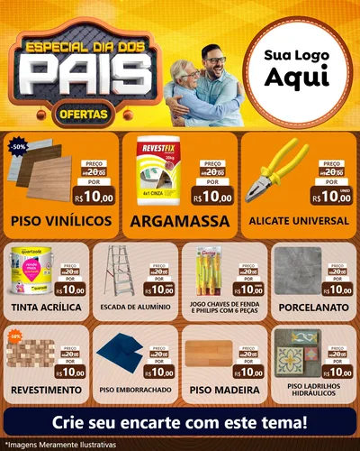 Modelo de Rede Social para Feed Instagram com o tema Especial Dia dos Pais para Material para Construção