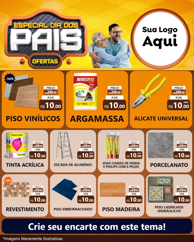 Modelo de Rede Social para Feed Instagram com o tema Especial Dia dos Pais para Material para Construção