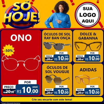 Modelo de Rede Social para Feed Facebook com o tema Só Hoje! para Óticas