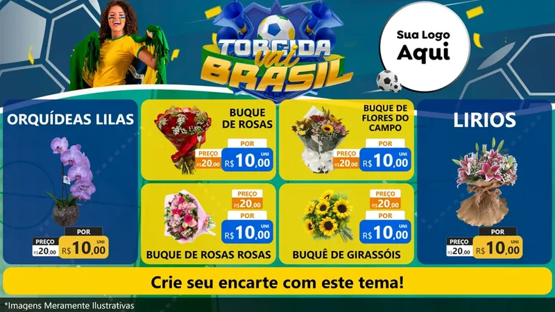 Modelo de TV para TV Horizontal com o tema Torcida Vai Brasil - Copa para Floricultura e jardim