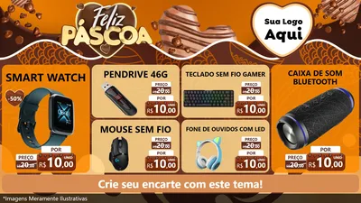 Modelo de TV para TV Horizontal com o tema Feliz Páscoa para Informática