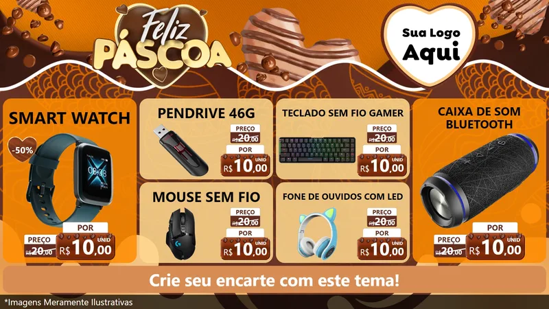 Modelo de TV para TV Horizontal com o tema Feliz Páscoa para Informática