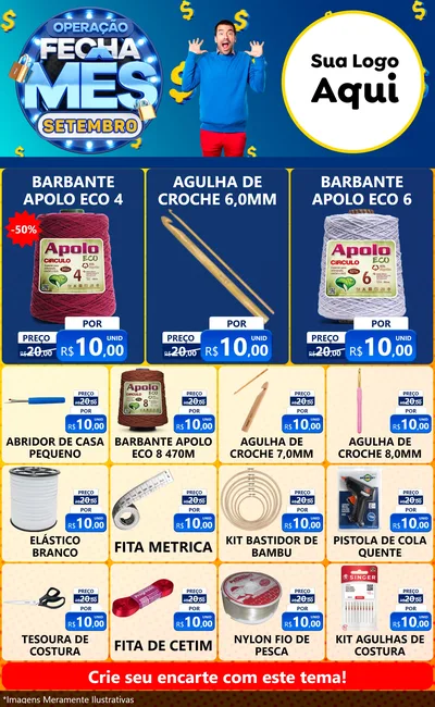Modelo de Encarte para Encarte Grande com o tema Operação Fecha Mês Setembro para Armarinho e Aviamentos