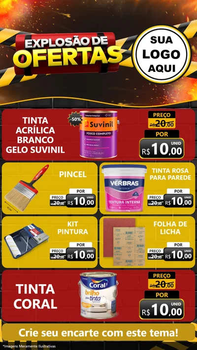 Modelo de TV para TV Vertical com o tema Explosão de Ofertas para Tintas e Ferramentas