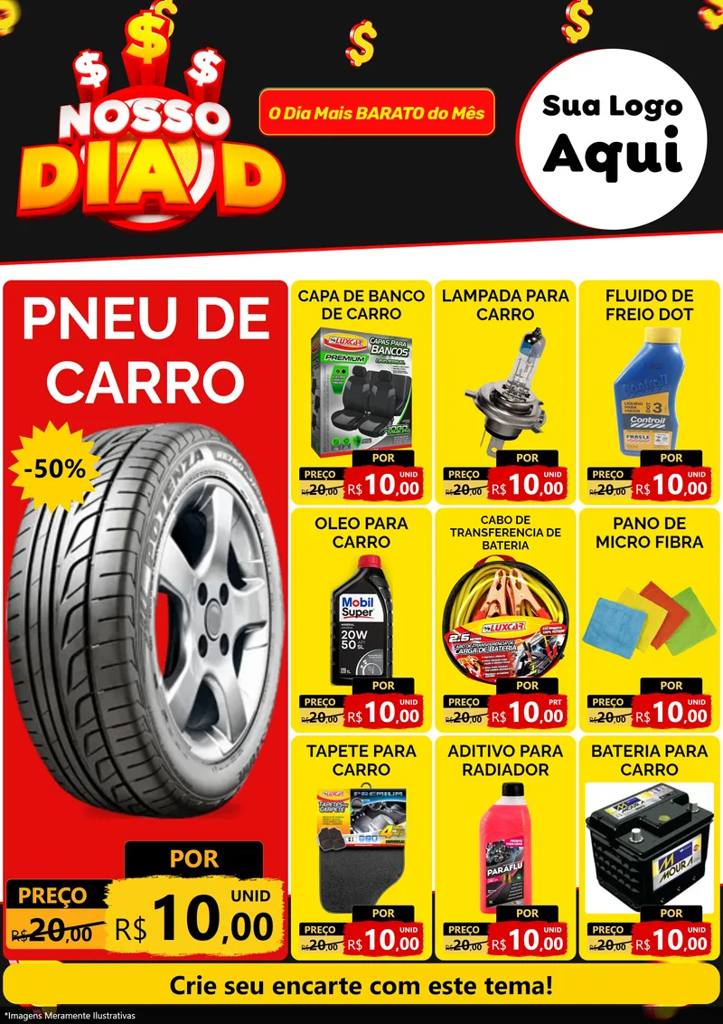 Modelo de Encarte para Encarte A4 Vertical com o tema Nosso Dia D para Auto peças