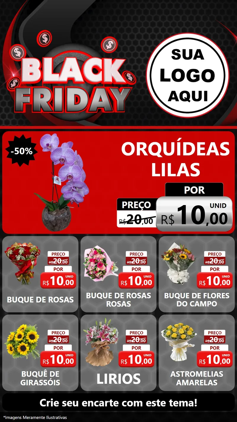 Modelo de Rede Social para Stories com o tema Black Friday para Floricultura e jardim