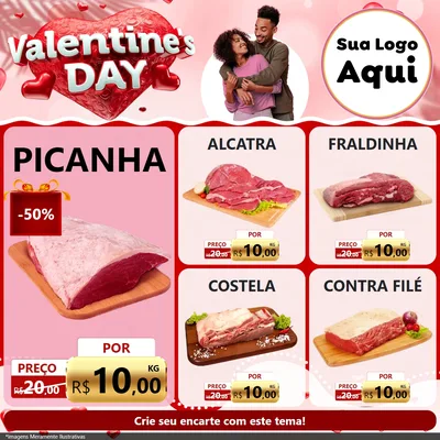 Modelo de Rede Social para Feed Facebook com o tema Valentine's Day para Açougue
