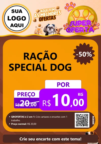 Modelo de Cartaz para Cartaz A4 Vertical com o tema Super Oferta - Pet Shop para Pet Shop