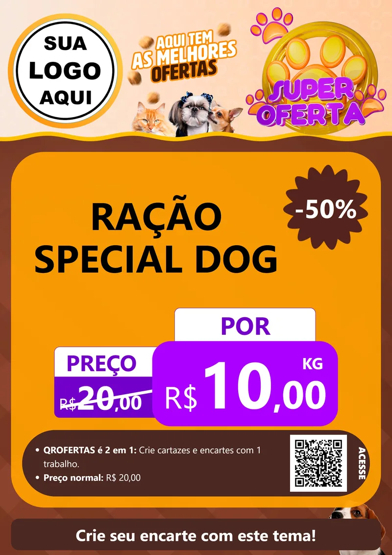 Modelo de Cartaz para Cartaz A4 Vertical com o tema Super Oferta - Pet Shop para Pet Shop