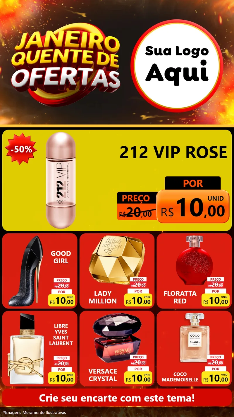Modelo de Rede Social para Stories com o tema Janeiro Quente de Ofertas para Perfumes