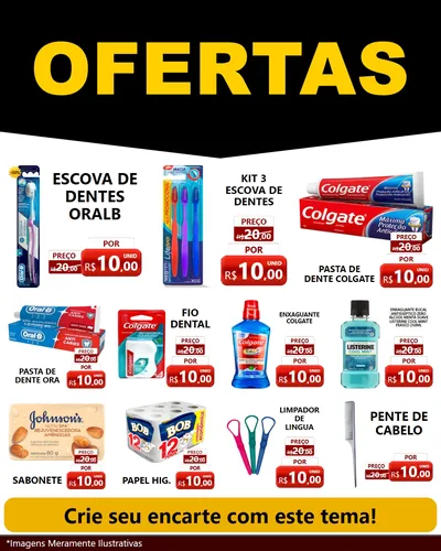 Modelo de Rede Social para Feed Instagram com o tema Ofertas Preto e Vermelho Cartaz para Higiene Pessoal