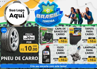 Modelo de Encarte para Encarte A4 Horizontal com o tema Brasil Torcida - Copa para Auto peças