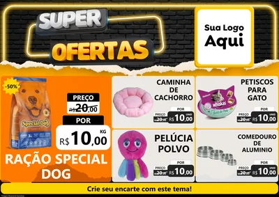 Modelo de Encarte para Encarte A4 Horizontal com o tema Super Ofertas para Pet Shop