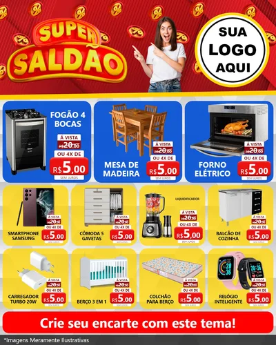 Modelo de Rede Social para Feed Instagram com o tema Super Saldão para Móveis e Eletro