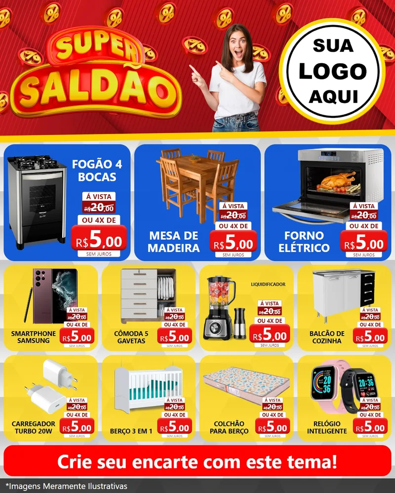 Modelo de Rede Social para Feed Instagram com o tema Super Saldão para Móveis e Eletro