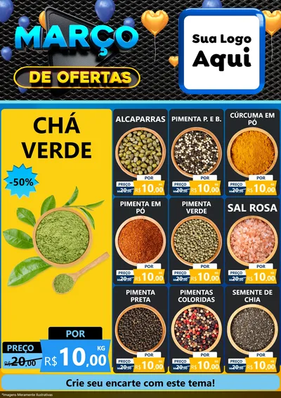 Modelo de Encarte para Encarte A4 Vertical com o tema Março de Ofertas para Produtos Naturais