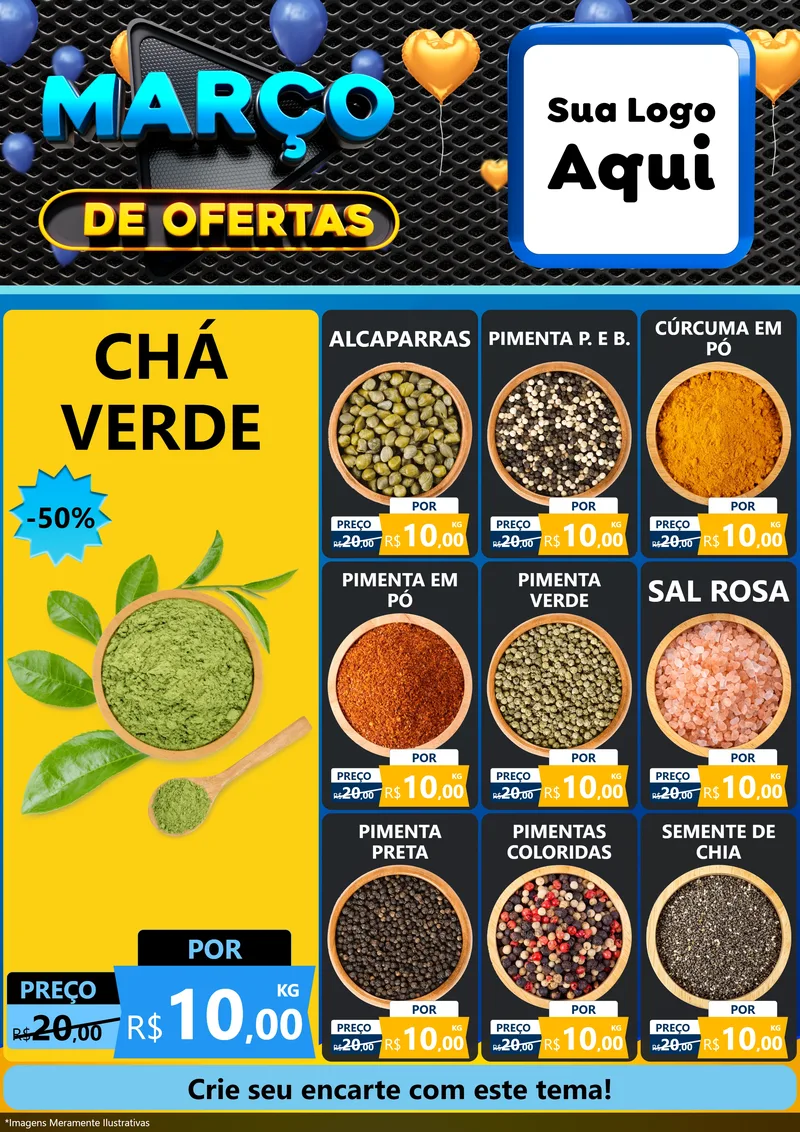 Modelo de Encarte para Encarte A4 Vertical com o tema Março de Ofertas para Produtos Naturais