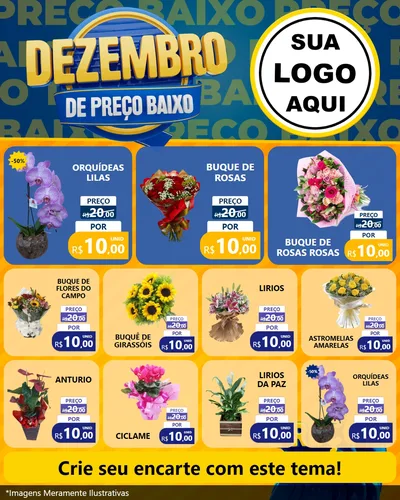 Modelo de Rede Social para Feed Instagram com o tema Dezembro de Preço Baixo para Floricultura e jardim