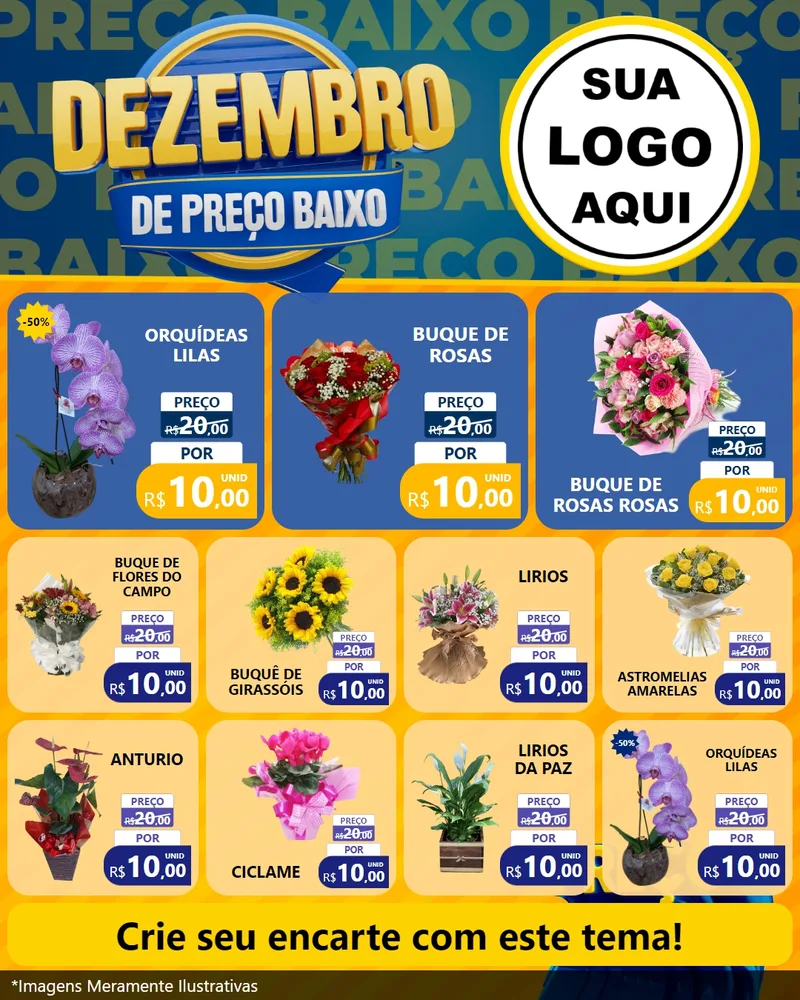 Modelo de Rede Social para Feed Instagram com o tema Dezembro de Preço Baixo para Floricultura e jardim